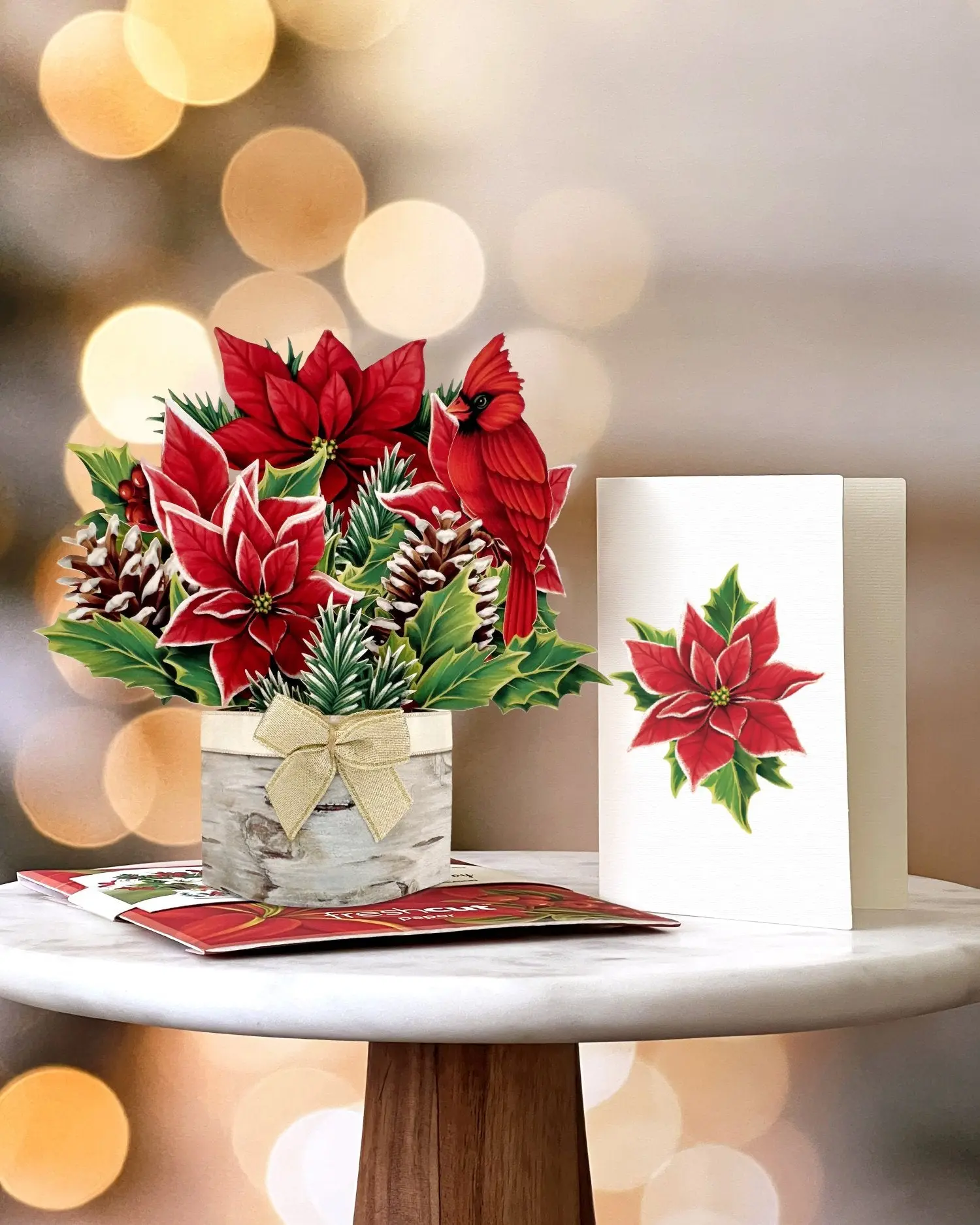 Mini Birch Poinsettia Pop-Up Card - Image 4