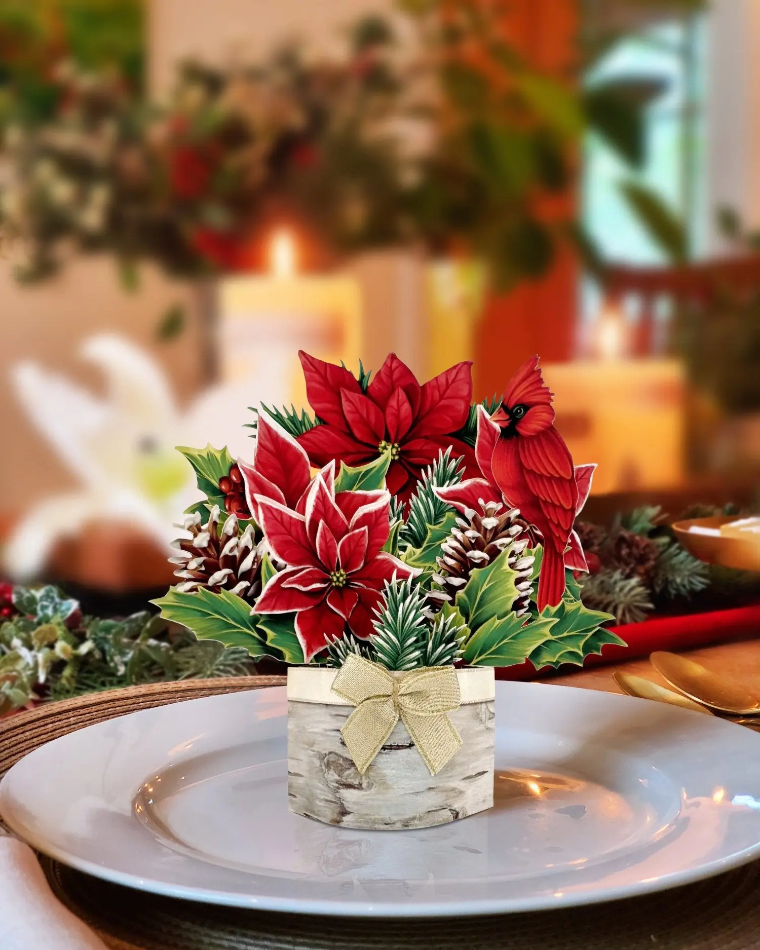 Mini Birch Poinsettia Pop-Up Card - Image 5