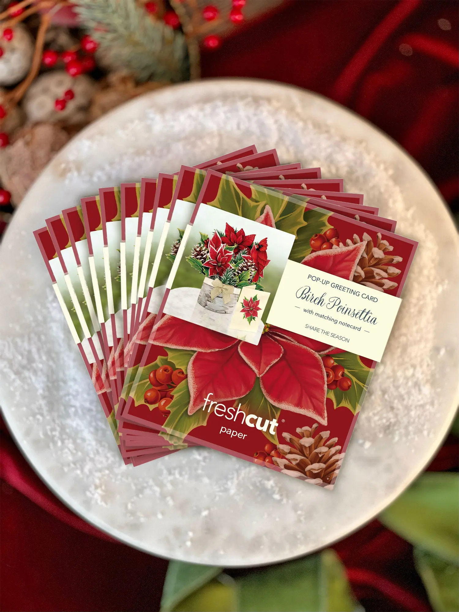 Mini Birch Poinsettia Pop-Up Card - Image 9