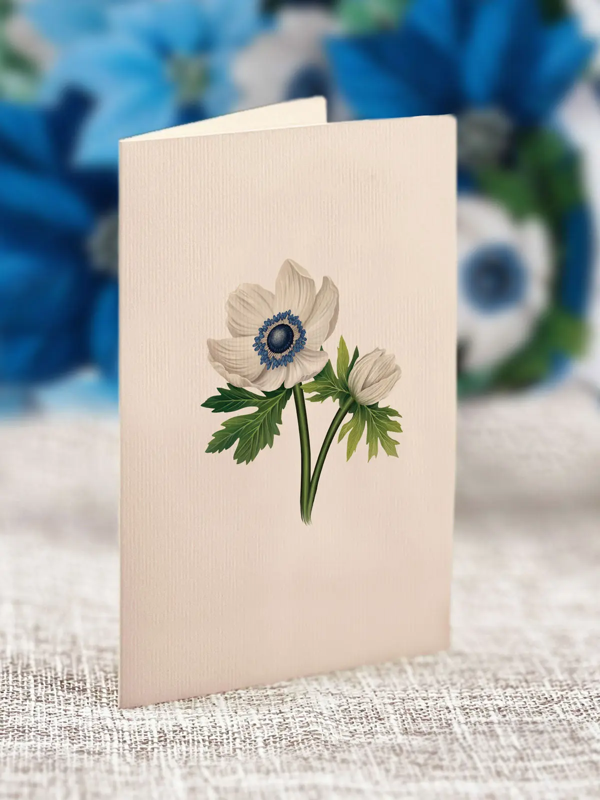 Mini Blue Poinsettia Pop-Up Card - Image 5